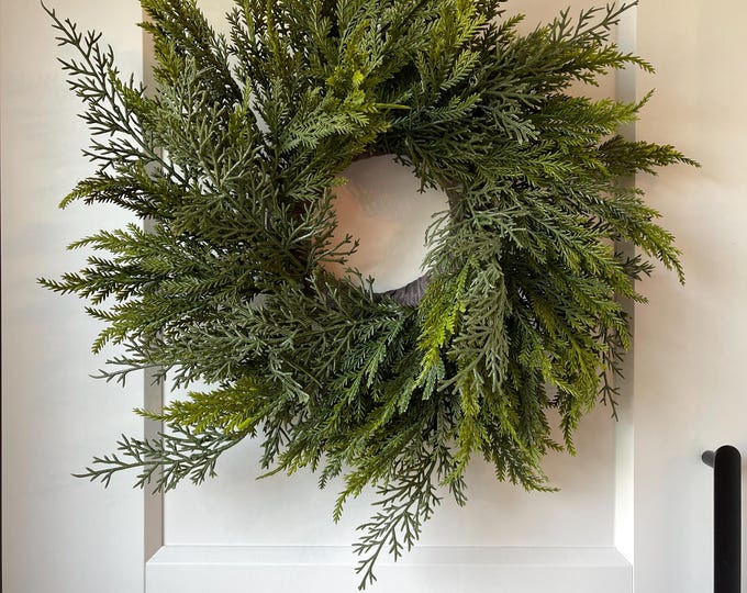 16" Christmas Pine Wreath, Cabinet Wreath, Small Wreath, Cypress Mix