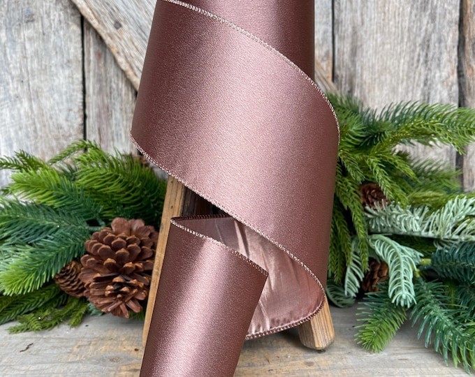 4" Rose Gold Ribbon, Rose Gold Christmas Ribbon, Metallic Ribbon