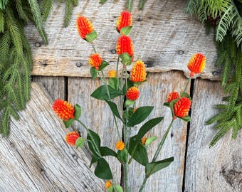 27" Orange Globoso Floral Spray, Orange Floral Spray, Tropical Floral Spray, Wreath Supply, Floral Supply, Craft Supply, 63675OR