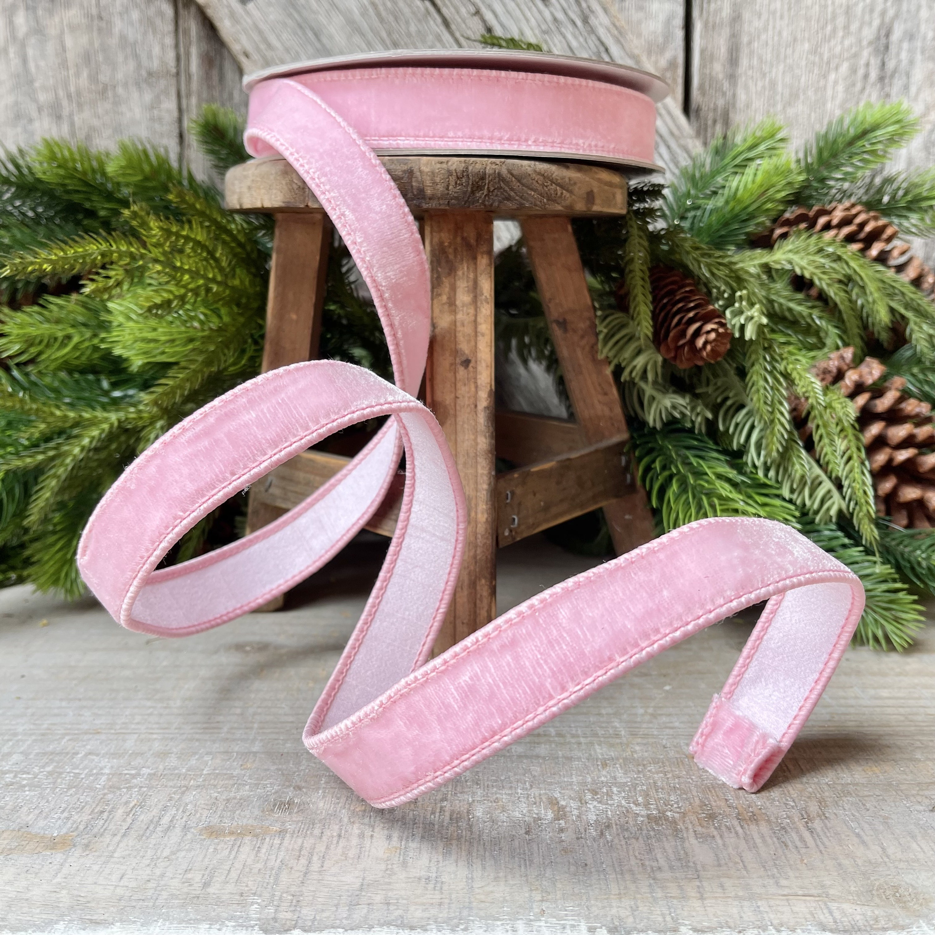 Buy 1 Baby Pink Velvet Ribbon, Wired Velvet Ribbon, 1 Inch Velvet Ribbon,  Pink Velvet Ribbon, Pink Velvet Ribbon, Designer Ribbon, Soft Pink Online  in India 