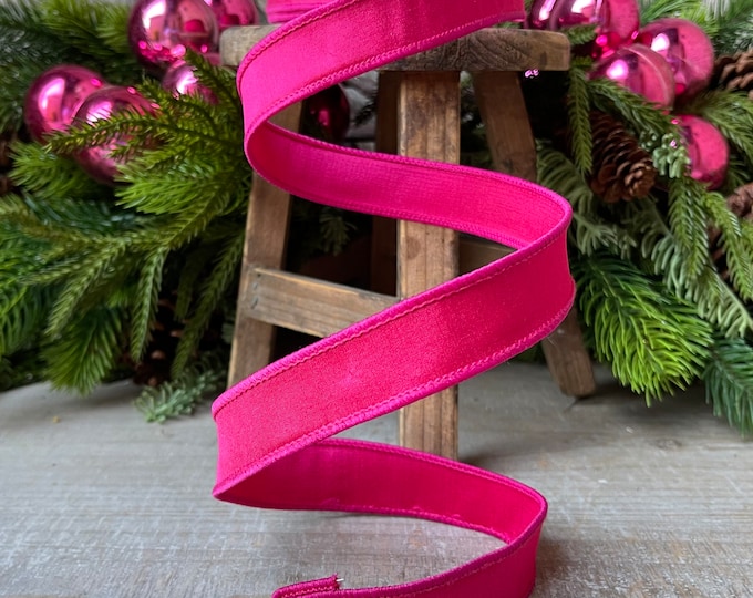 1" Hot Pink Taffeta Wired Ribbon, Farrisilk Ribbon, 1 inch ribbon, Wired Ribbon, Designer Ribbon, Hot Pink Ribbon, Wreath Supply, Bow Ribbon