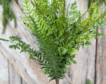 20.5” Soft Touch Mixed Fern Spray, UV Faux Foliage Stem, Wreath Supply, 85536-UV