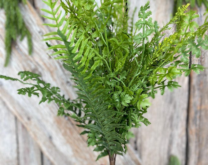 20.5” Soft Touch Mixed Fern Spray, UV Faux Foliage Stem, Wreath Supply, 85536-UV