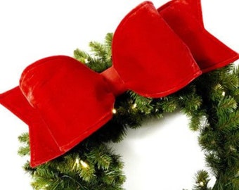 22" Oversized Red Velvet Bow, Farrisilk Bow, Christmas Tree Bow, Christmas Wreath Bow, Velvet Bow, Big Bow, Tree Topper Bow, Red Velvet