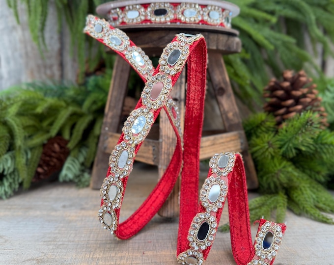 3/4" Red Crystal Ribbon, Farrisilk Red Crystal Reflections Ribbon