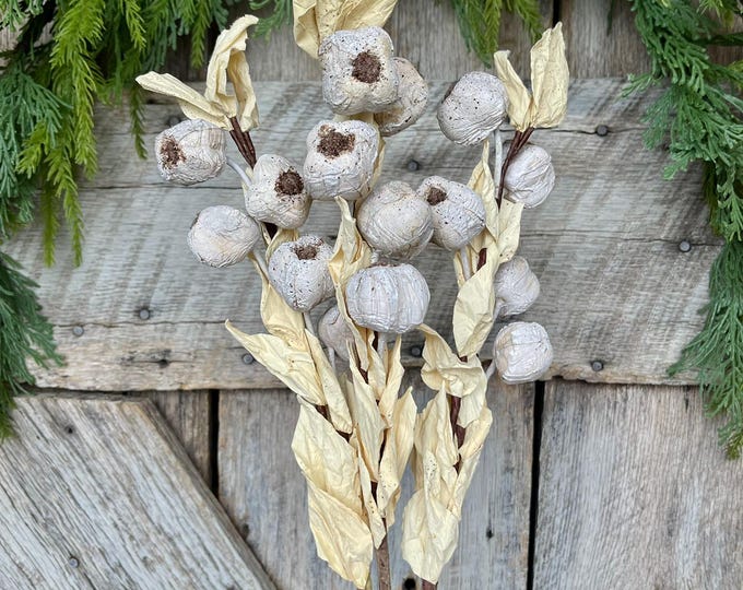 18" Cream Fall Fruit Spray, Fall Greenery, Fall Spray, Fall Artificial Berry Spray, Cream White Fall Spray, Fall Filler Bush, Cream Bush