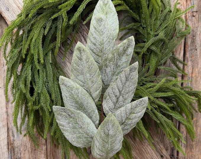 28" Frosted Green Magnolia Leaf Spray – Christmas Greenery