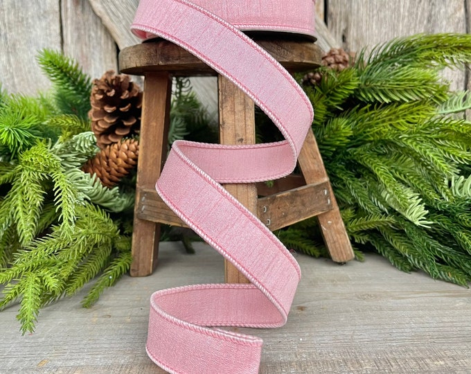 1” Rose Pink Dupion Ribbon, Farrisilk ribbon, wired ribbon, Christmas Ribbon, Easter Ribbon, pink ribbon, Pastel Ribbon, RK608-22