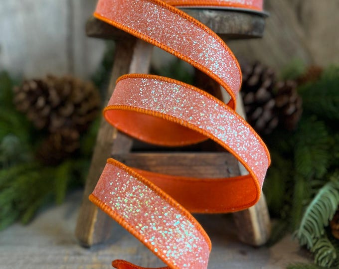 1" Orange Sugar Frost Ribbon, Farrisilk Ribbon, Orange Ribbon, Candy Theme Ribbon, Designer Ribbon, Orange Wired Ribbon, RS127-52