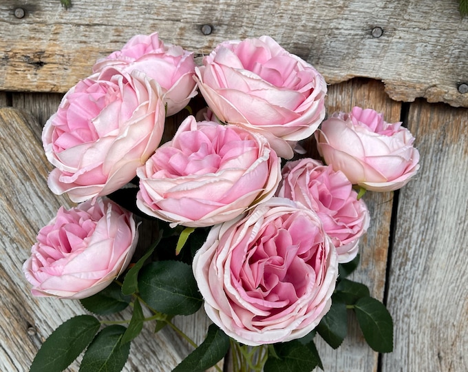 17.5" Pink cabbage rose bush, Pink Rose, Artificial Pink Rose Bush, Pink Roses, Spring Roses, Floral Supply, 35133MV