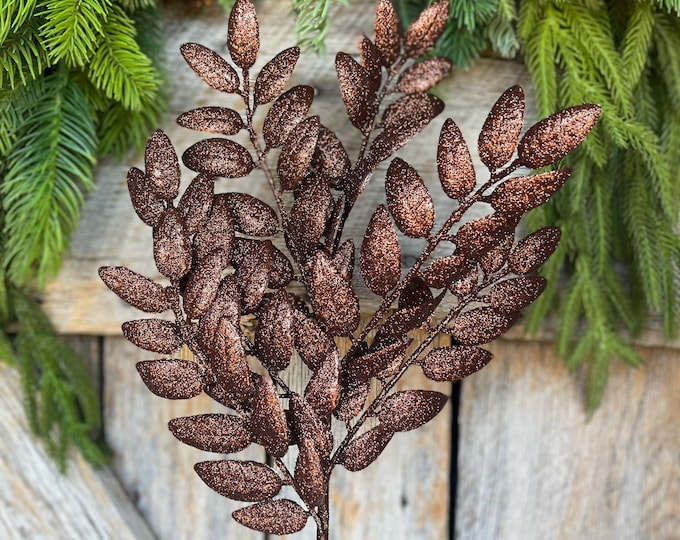 22" Chocolate Brown Honey Locust Spray, Christmas Spray, Christmas Tree Spray, Christmas Picks & Stems, Woodsy Christmas Theme