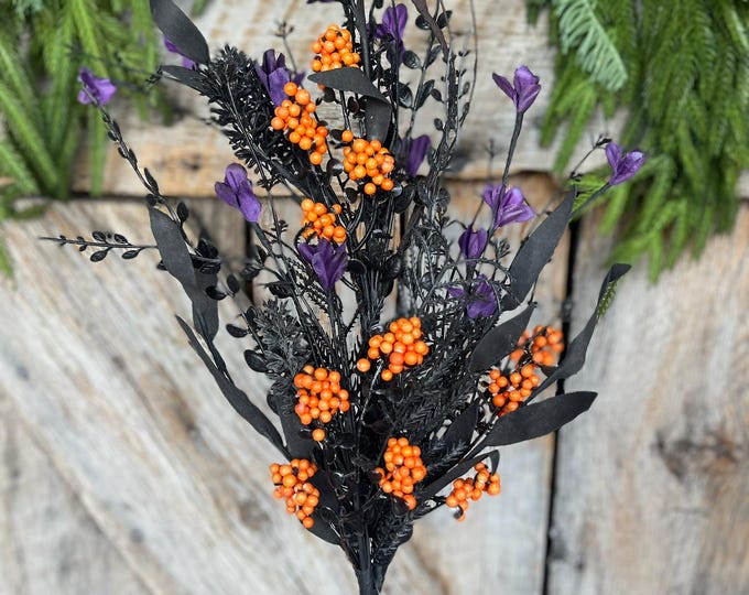 24" Halloween Spray, 60919, Purple MIxed Leaf Spray, Halloween Greenery, FH807175