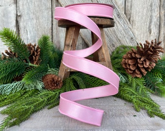1" Light Pink Wired Satin Ribbon, Farrisilk Ribbon, Satin Ribbon, Designer Ribbon, Pink Ribbon, 1 inch ribbon, Craft Supply, Floral Supply