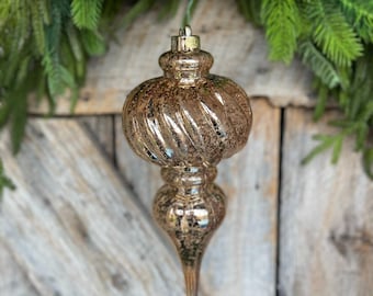 10" Plastic Gold Copper Mercury Finial Ornament, Gold Ornaments, Finial Ornaments, Christmas Ornaments, Shatterproof