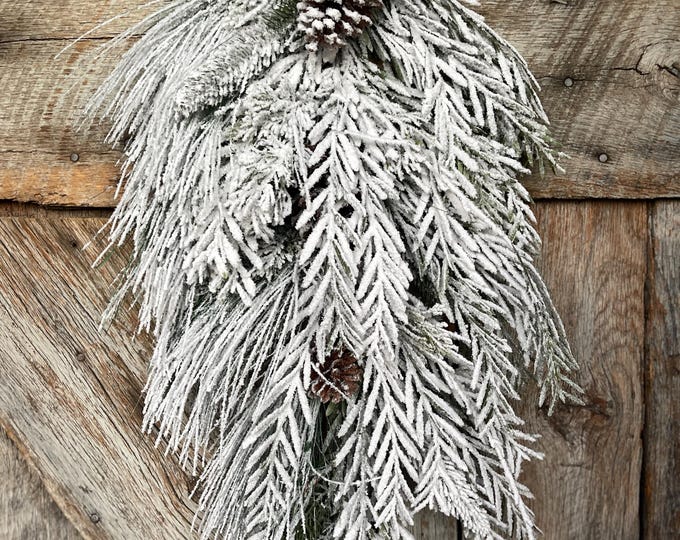 28" Snowy Flocked Swag ,Flocked Front Door Swag, Christmas Wreath