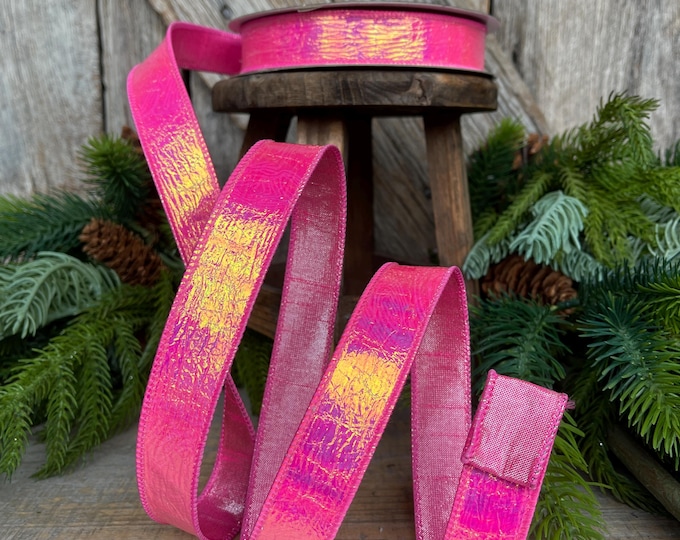 1" Hot Pink Iridescent Ribbon, Farrisilk Ribbon, Bubble Gum Pink Electric Ribbon, Halloween Ribbon, Christmas Ribbon, RS196-32