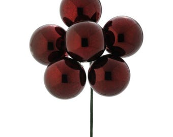 8" Burgundy Ornament Ball Pick, Burgundy Ball Pick, Ornament Pick, Wreath Supply, Ball Pick, Christmas Ornament Pick, Christmas Ornaments