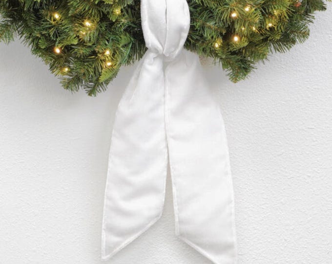 Wreath Sash, White Velvet Wreath Sash, Christmas Wreath Sash, Sash for Wreath, White Velvet Bow, RK720-43