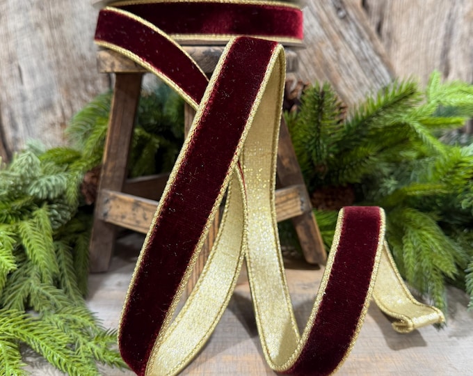 1" Burgundy Flashy Velvet Ribbon, Farrisilk Ribbon, RG063-11