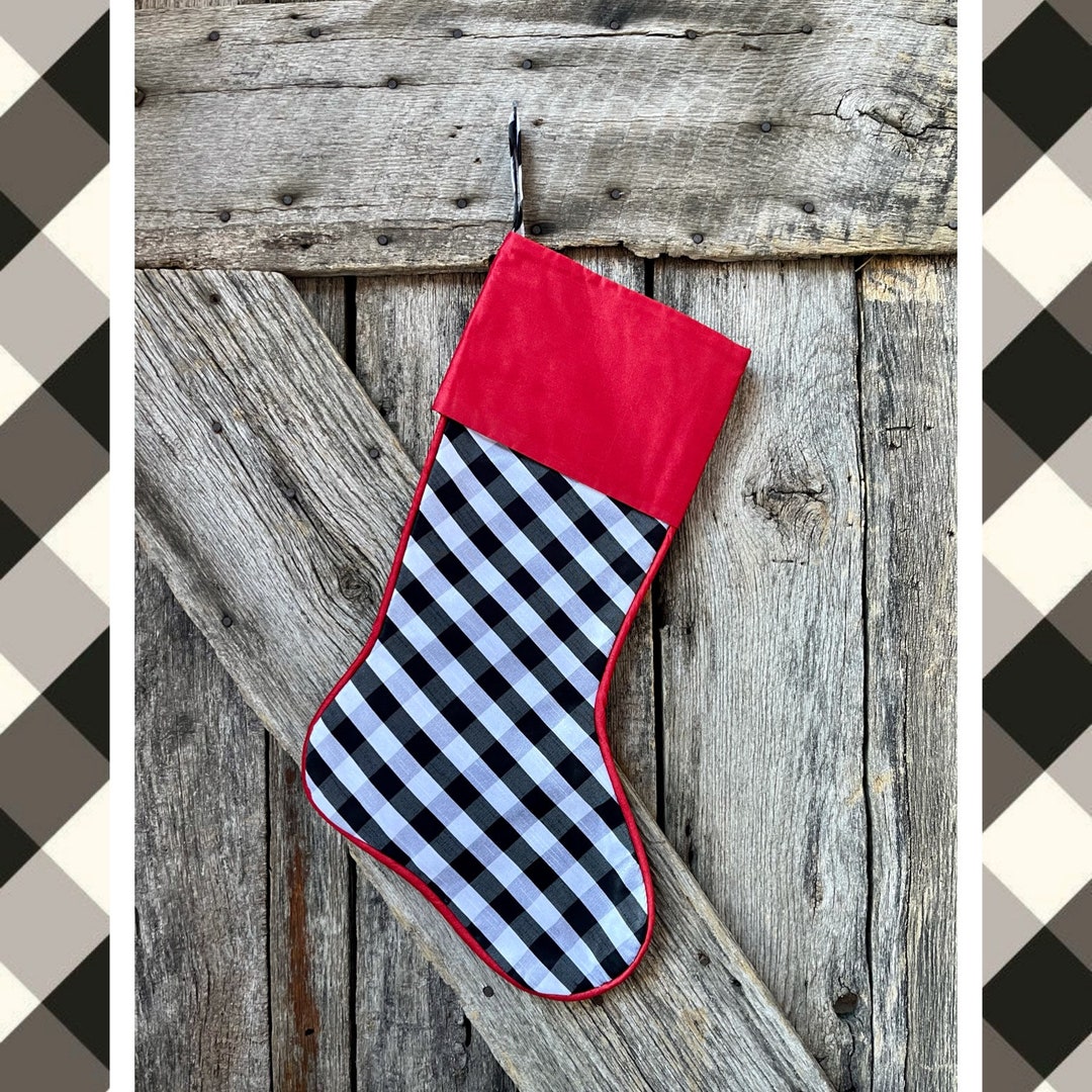 Black and White Buffalo Plaid Stocking Christmas Stocking - Etsy