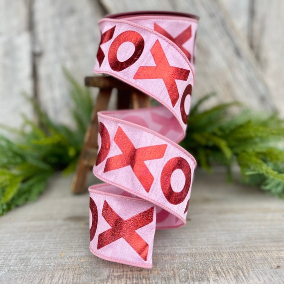 2.5 XOXO Valentine Ribbon, Farrisilk Ribbon, Wired Ribbon, Valentine  Ribbon, Pink and Red Ribbon, Designer Ribbon, Craft Supply, Wreaths -   Denmark