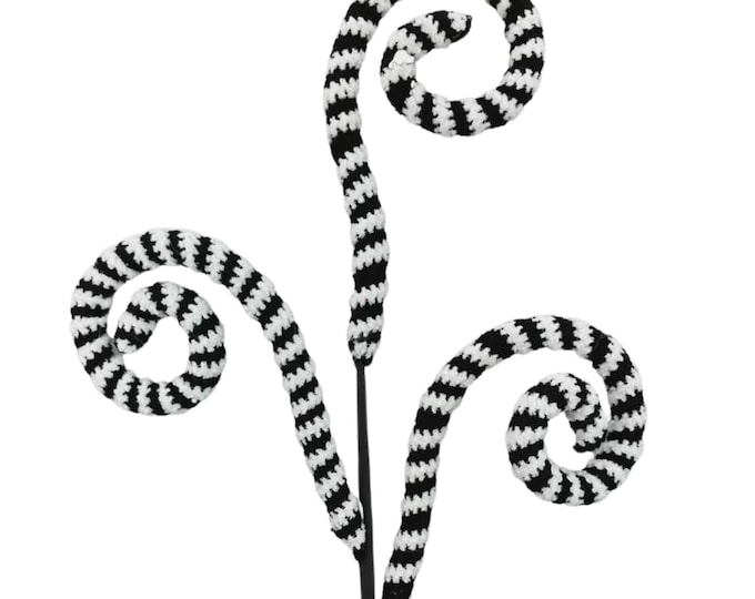 27" Black White Striped Curly Spray, Halloween Spray, Floral Spray, Curly Spray, Black White Spray, 57253BKWT