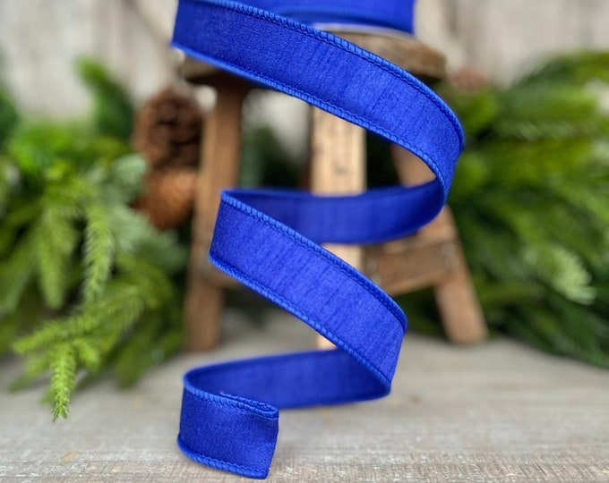 1” Royal Blue Dupion Ribbon, Farrisilk ribbon, wired ribbon, Spring Ribbon, Patriotic Ribbon, Blue ribbon, Royal Blue Ribbon, RK608-26