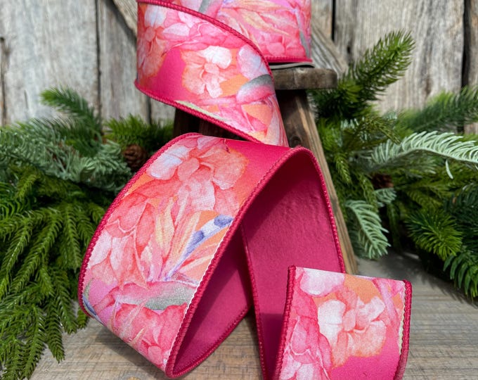 2.5" Birds of Paradise Ribbon, Farrisilk Ribbon, Wired Ribbon, Floral Ribbon, Summer Ribbon, Designer Ribbon, SR058-32