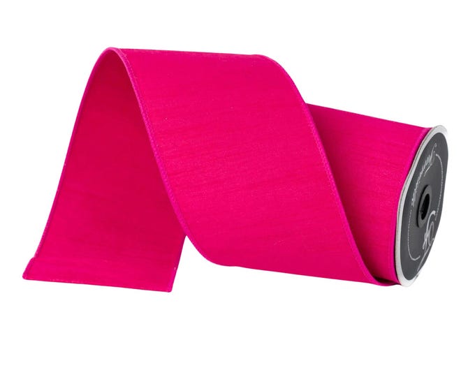 4” Hot Pink Dupion Ribbon, Farrisilk ribbon, wired ribbon, Spring Ribbon, Easter Ribbon, pink ribbon, Fuchsia Ribbon, RK610-08