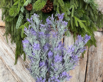 18" Artificial Lavender Bush, Faux Lavender Floral Spray, Purple Spring Summer Decor, Wreath Supplies