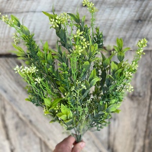 21&quot; Mixed Greenery Bush, Greenery Bush Mixed Leaves/Spike/Grasses Light Green/Green, Foliage Bush, Greenery For Wreath, Faux Greenery, 81577