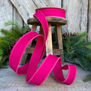 1” Hot Pink Dupion Ribbon, Farrisilk Ribbon, Wired Ribbon, Christmas ...
