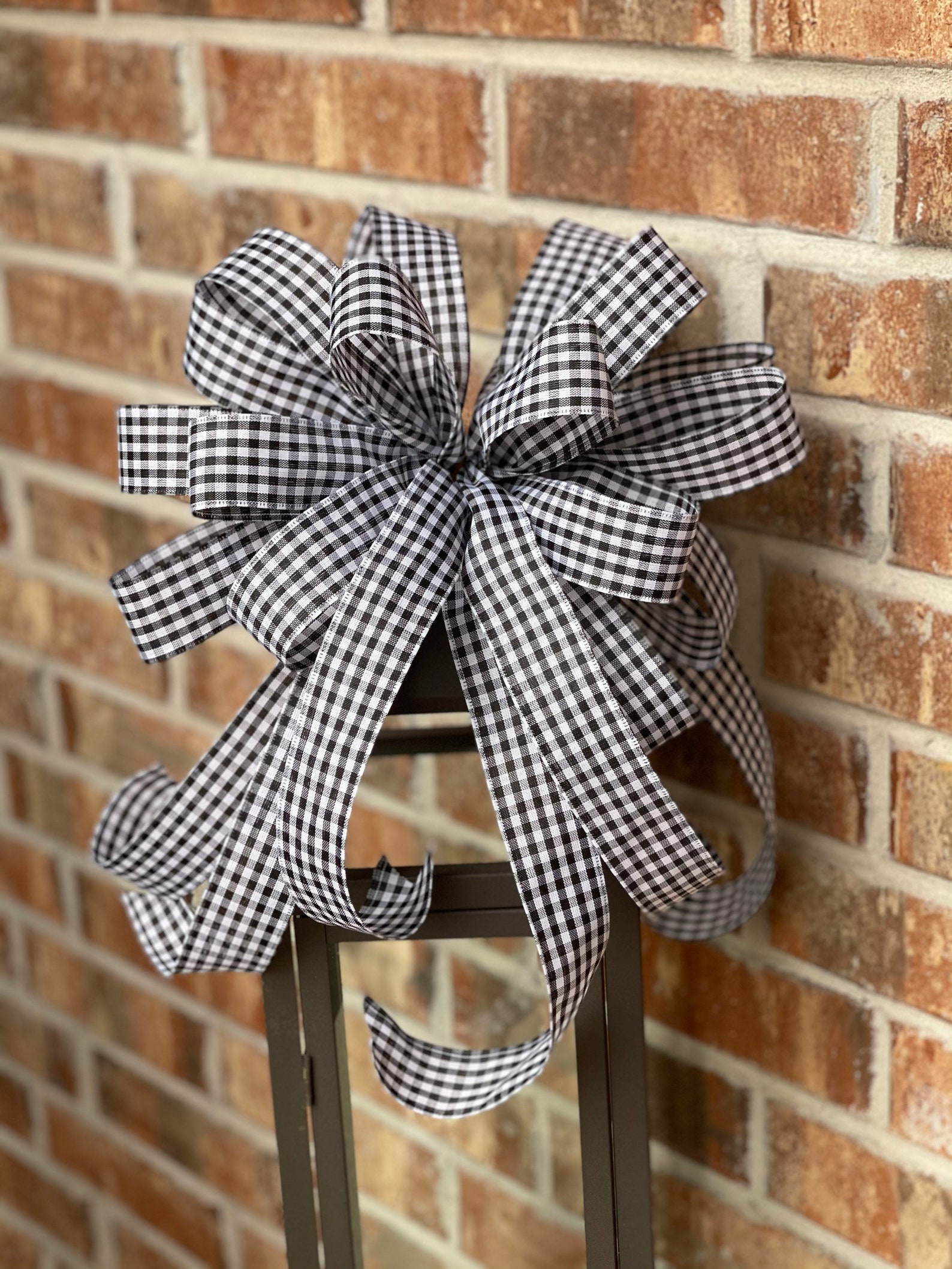 Black and White Check Bow Wreath Bow Black White Bow Spring Etsy