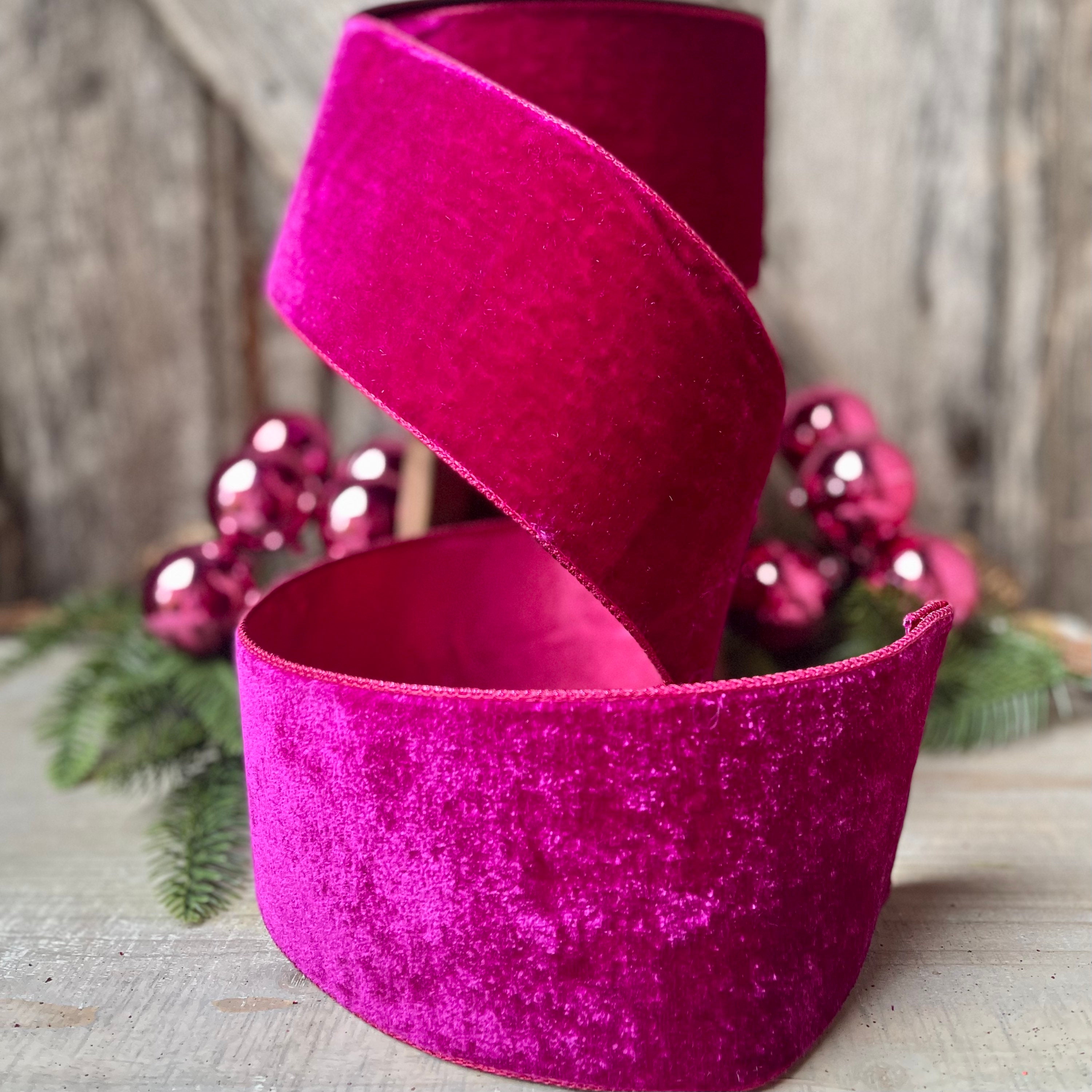 Bright Green and Hot Pink Velvet Ribbon