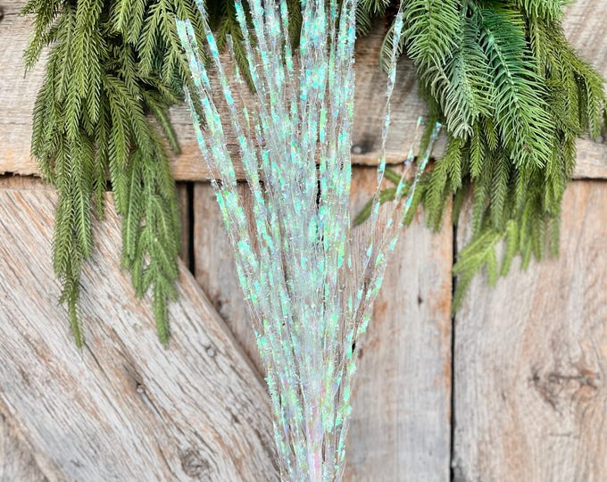 36" White Iredescent Spray, White Christmas Spray, Christmas Tree Spray, Christmas Tree Topper Spray, Christmas Picks and Stems, 65316-WT