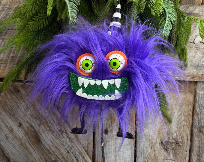 Purple Monster Pick, Halloween Monster Spray, Monster Floral Pick