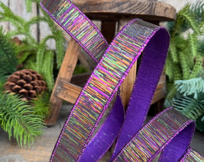 1" Halloween Ribbon, Purple Black Halloween Ribbon, Farrisilk Color Matrix