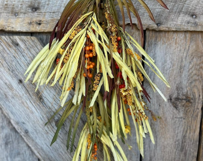 24" Fall Swag, Fall Front Door, Fall Wreath, Fall Harvest Swag, Fall Grass Swag, Autumn Decor
