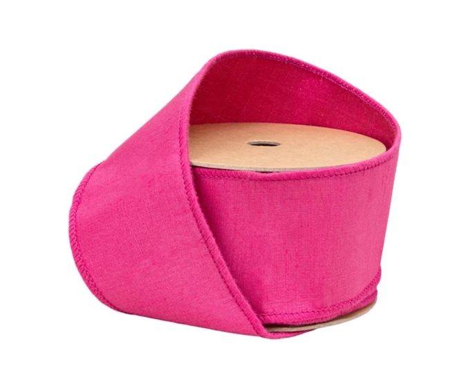 2.5” Hot Pink Dupioni Ribbon, ribbon, wired ribbon, Christmas Ribbon
