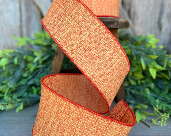 2.5" Candy Corn Tweed, Farrisilk Ribbon, Fall Ribbon, Halloween Ribbon, Orange Ribbon, Orange Tweed Ribbon, Wired RIbbon, RS096-52