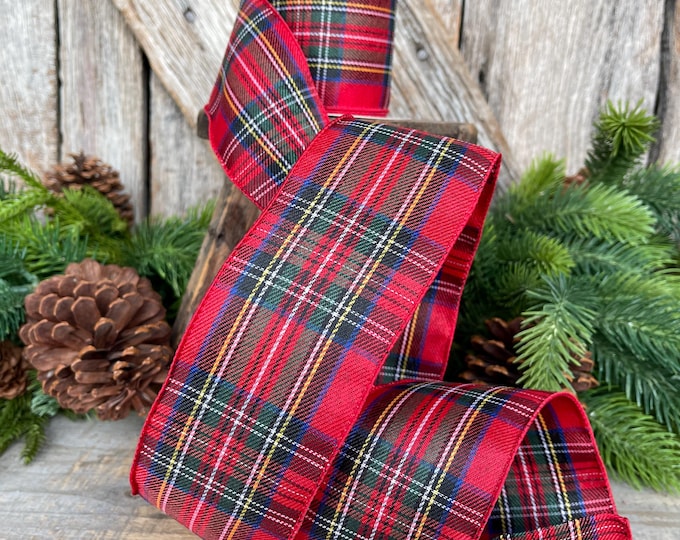 2.5" Traditional CHristmas Plaid, RIbbon for Treee, Red Christmas Plaid Ribbon