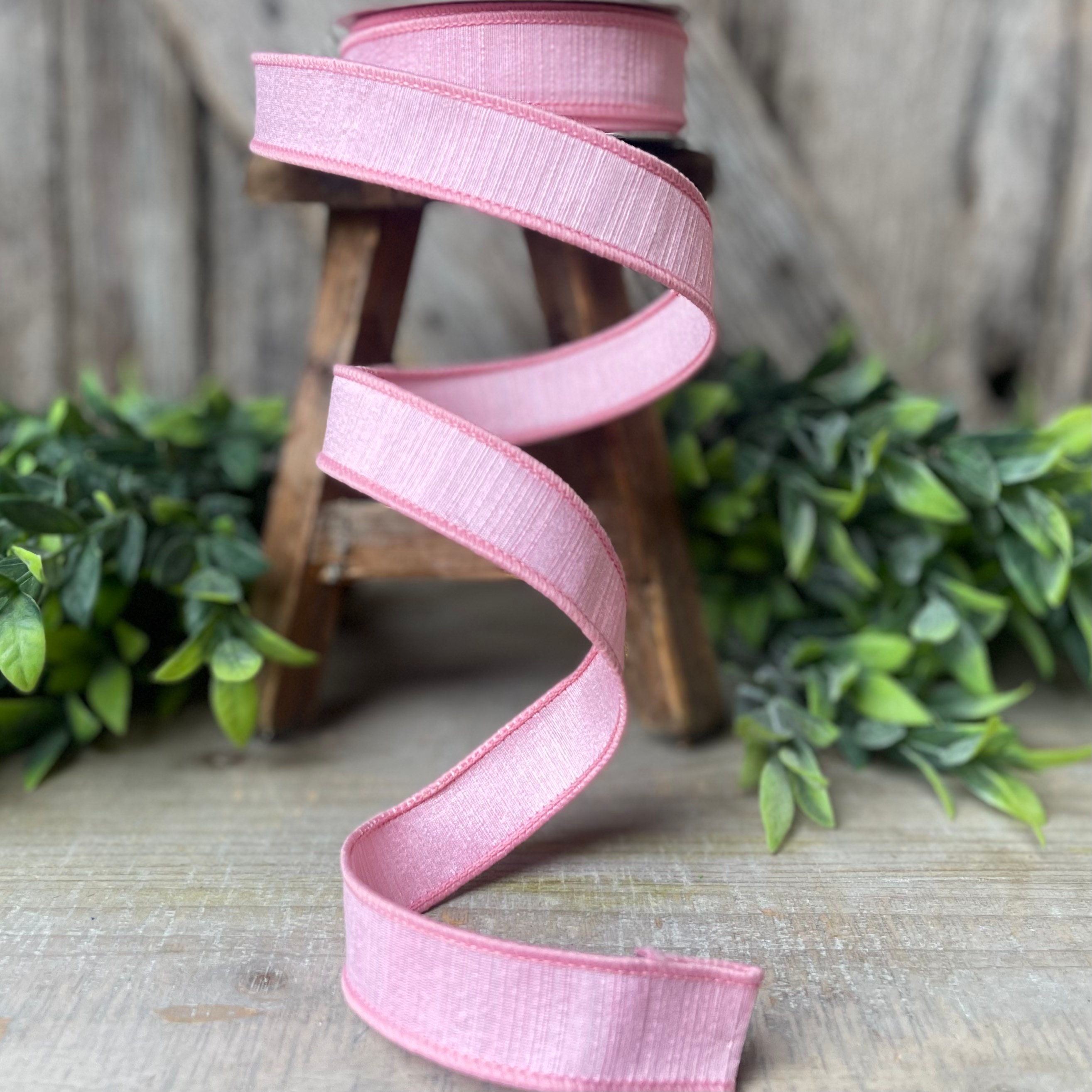 1 Light Pink Ribbon, Farrisilk Shabby Silk, 1 inch ribbon, pink ribbon,  pink ribbon, Easter Ribbon, Craft Supply, Wreath Supply