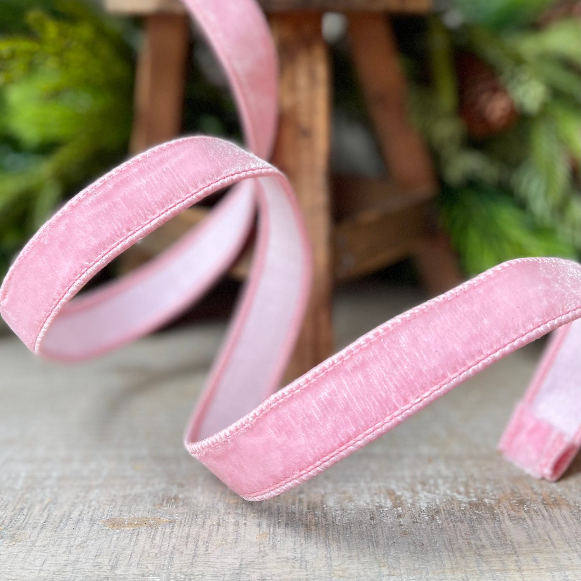 1 Baby Pink Velvet Ribbon, Wired Velvet Ribbon, 1 inch Velvet Ribbon, Pink  Velvet Ribbon, Pink Velvet Ribbon, Designer Ribbon, Soft Pink