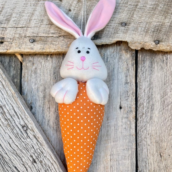 20" Plush Bunny Easter Decor, Bunny Ornament, Carot Ornament, Easter Carrot, Easter Bunny, Wreath Attachment, Wreath Supply, Floral Supply