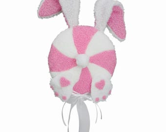 24" Bunny Floral Stem, Pink Bunny Lollipop Spray, Easter Bunny