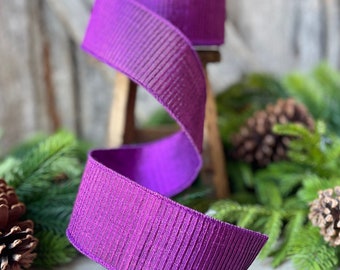 2.5" Purple Pleated Metallic Wired Ribbon, Farrisilk Ribbon, Purple Wired RIbbon, Pleated Metallic Ribbon, Mardi Gras Ribbon, Holiday Ribbon