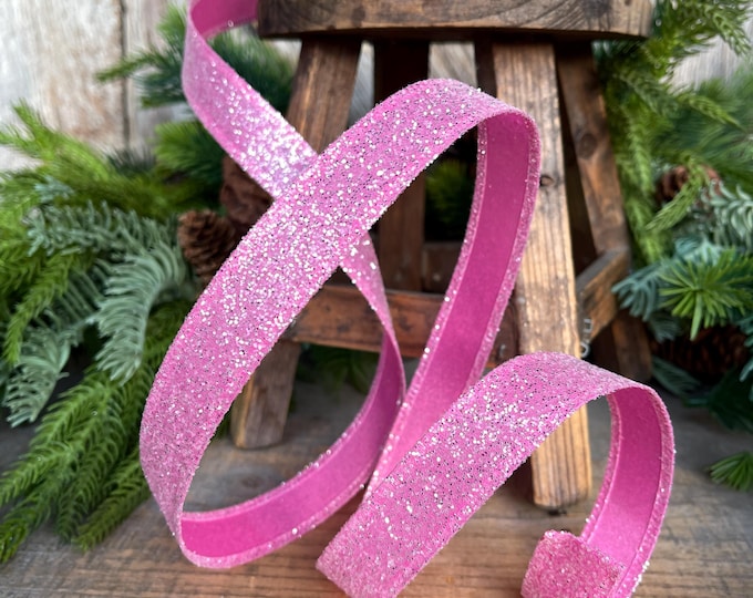 7/8" Hot Pink Sugar Wired Ribbon, Pink Ribbon