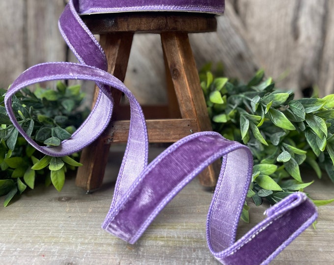 1" Violet Purple Velvet Ribbon, Farrisilk Wired Velvet Ribbon, Christmas Velvet Ribbon, Purple Velvet Ribbon, Purple Ribbon, Purple Decor
