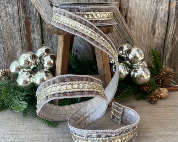 Jewled Ribbon Emeral Cut Gestones Ribbon, 1.5