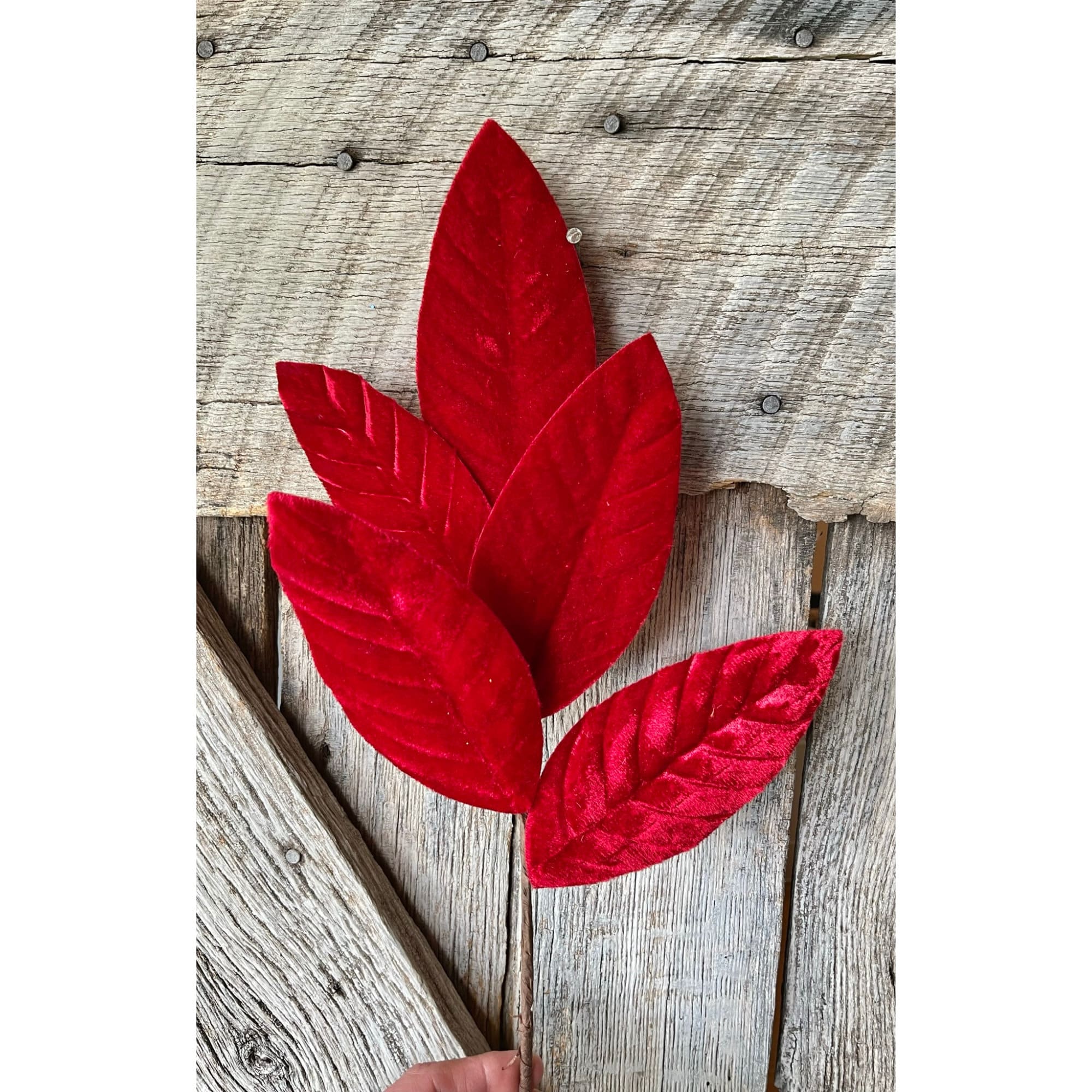 20 Red Velvet Christmas Spray, Christmas Leaves Spray, Christmas Floral